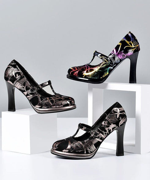 Colorful Pattern Mary Jane Heels